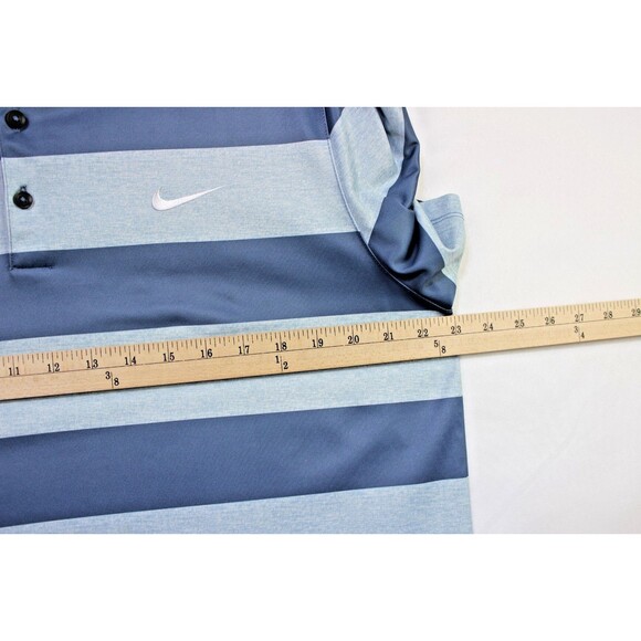 Nike Golf Shirt Mens Large Blue Rugby Stripe Dri FIT Standard Fit Polo Outdoors - Picture 3 of 6